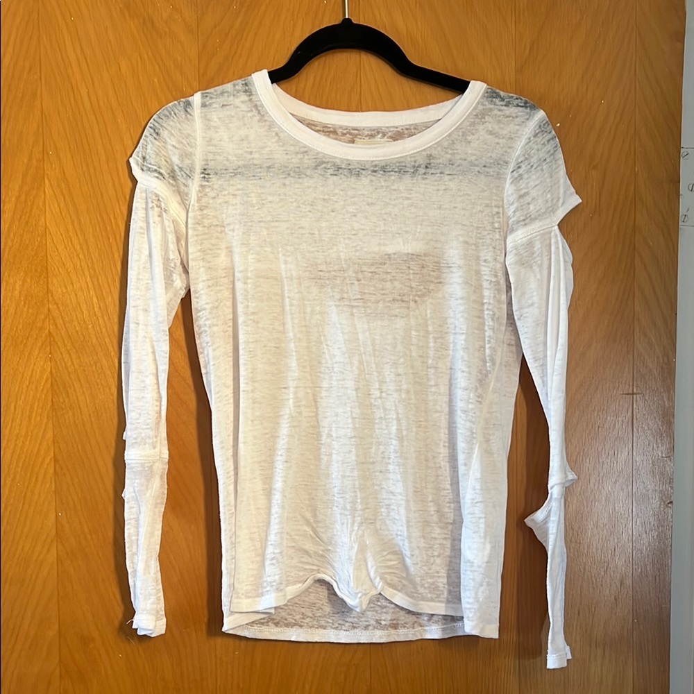 White Sheer Long Sleeve Top With Sleeve and Back Cut Outs